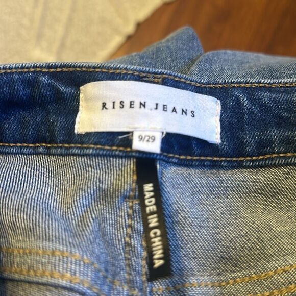 RISEN Shadow Hem High Rise Distressed Straight Leg Jeans 9 29 - Picture 7 of 15